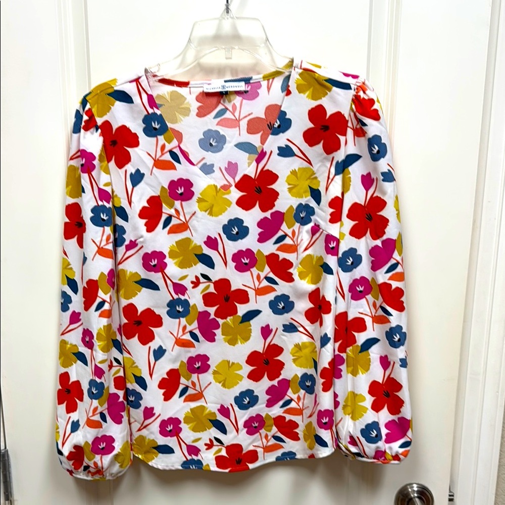 Floral V-Neck Blouse - Multicolor